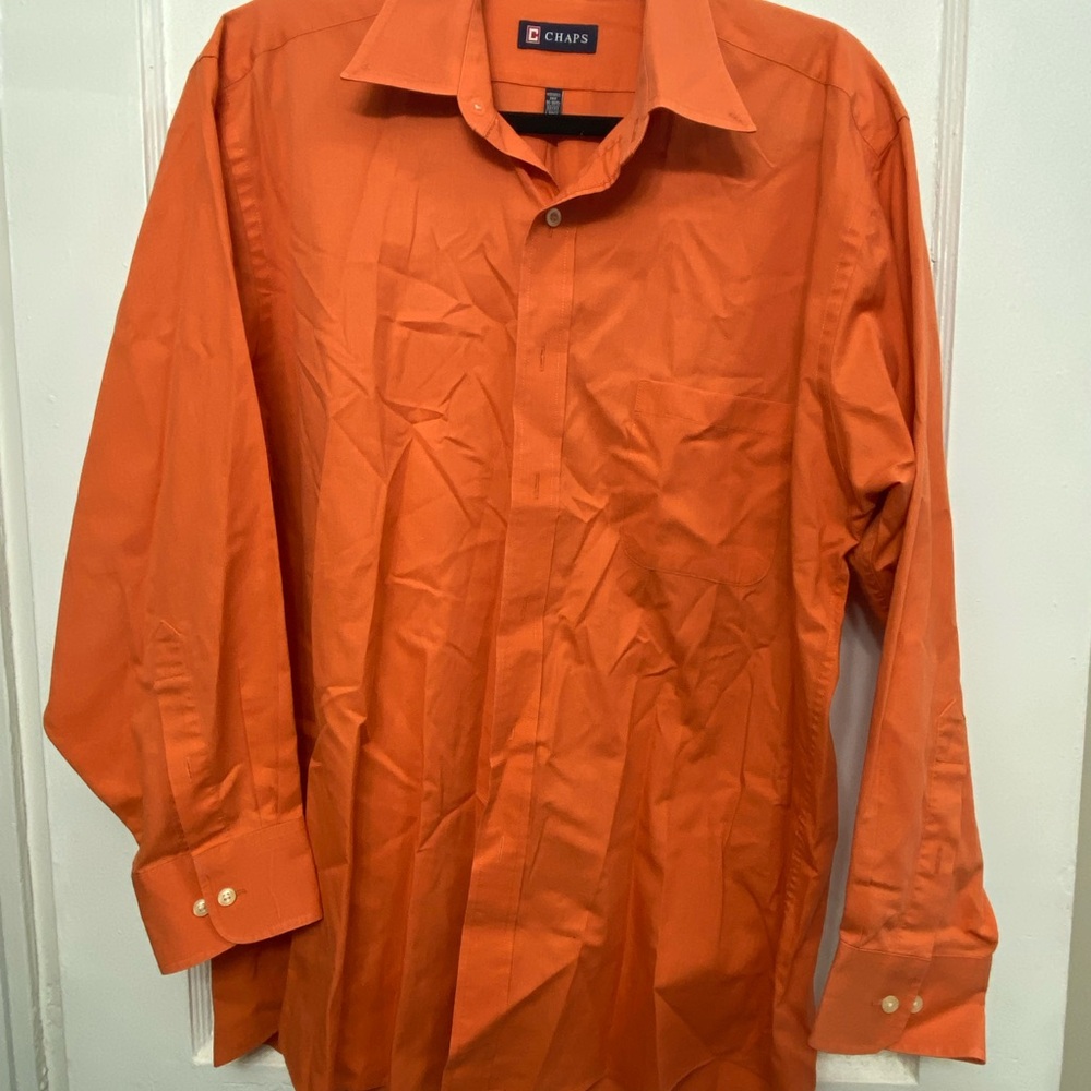 Chaps Men's Orange Long-Sleeve Dress Shirt